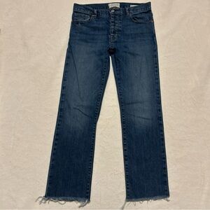 Nili Lotan Mid-Rise Boyfriend Cropped Jeans Raw Hem USA Size 26 Designer Denim